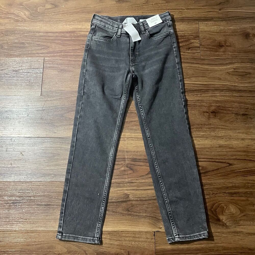 H&M Slim Fit Adjustable Waist Denim Jeans Black Super Soft Boys Size 8 NEW
